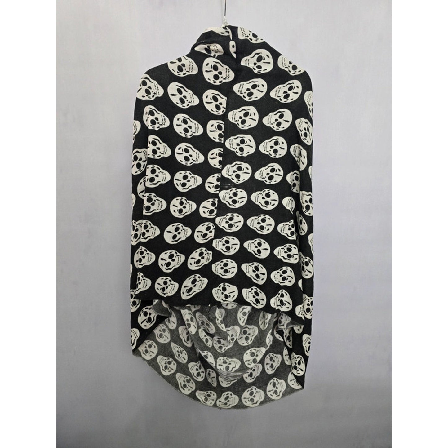 Black Skull Printed Large Gothic Grunge Infinity Scarf OSFM