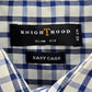 Knighthood Blue Checker Plaid Long Sleeve Button Down Slim Fit Mens Shirt Small
