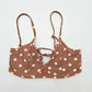 Time and Tru Brown Polka Dots Padded Adjustable Strap Bikini Top Swimwear Small