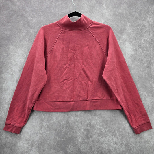 A New Day Red Long Sleeve High Neck Cropped Cotton Sweater Cardigan Medium