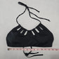 LA Hearts Black Cutout Tie Padded Swim Sports Bra Beach Bikini Top M Medium