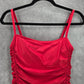 DKNY Red Scrunch Ruched Padded Swimwear Tankini Tank Top S Small
