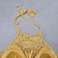 H&M Yellow Lace Crochet Eyelet Halter Tie Padded Bikini Bralette Swim Top 6