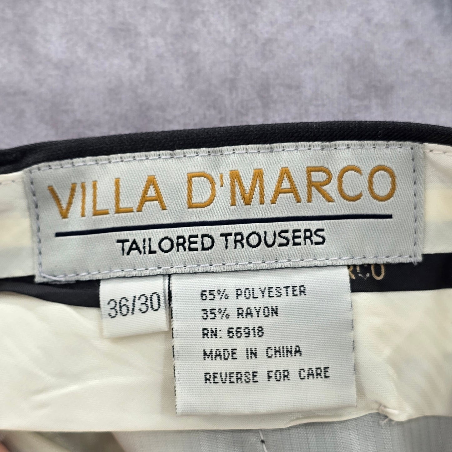 Villa D'Marco Tailored Trouser Gray Executive Office Work Dress Pants 36x30