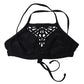 Y2K Black High Neck Macrame VTG Mermaid Bralette String Strap Bikini Top Size XS