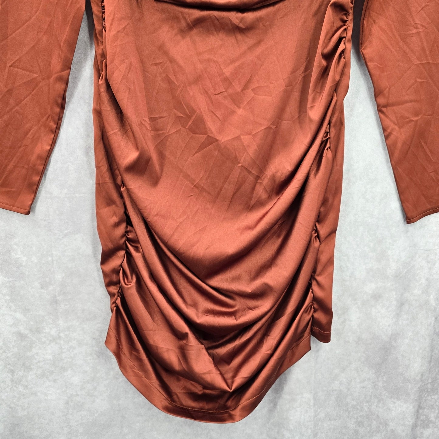 Shein Brown Copper Drape Long Sleeve Zipper Party Y2K Indie Dress Medium 8/10
