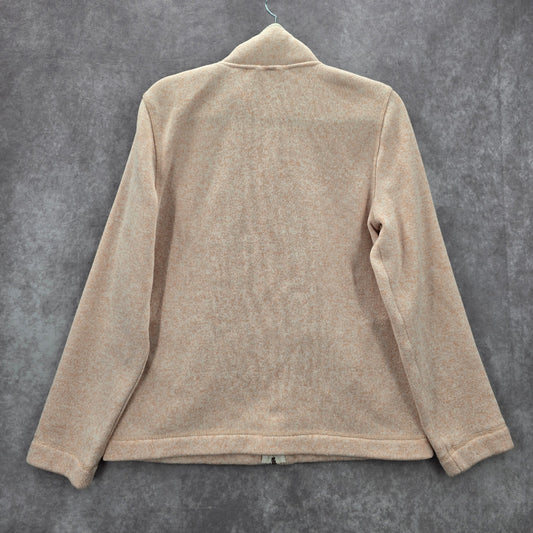 Pink Zipper Long Sleeve Fleece Sweater Coat Jacket Medium