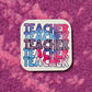 Teacher Blue Handmade Square Refrigerator Magnet