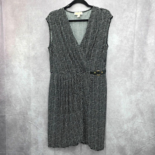 Michael by Michael Kors Black White Print Wrap Dress Large