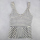 Cupshe Gray White Stripes Tankini Swimwear Crop Padded Top Beach XS Extra Small