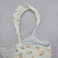 White Floral Ruffle Beach Sports Active Bikini Bralette Swim Top S Small