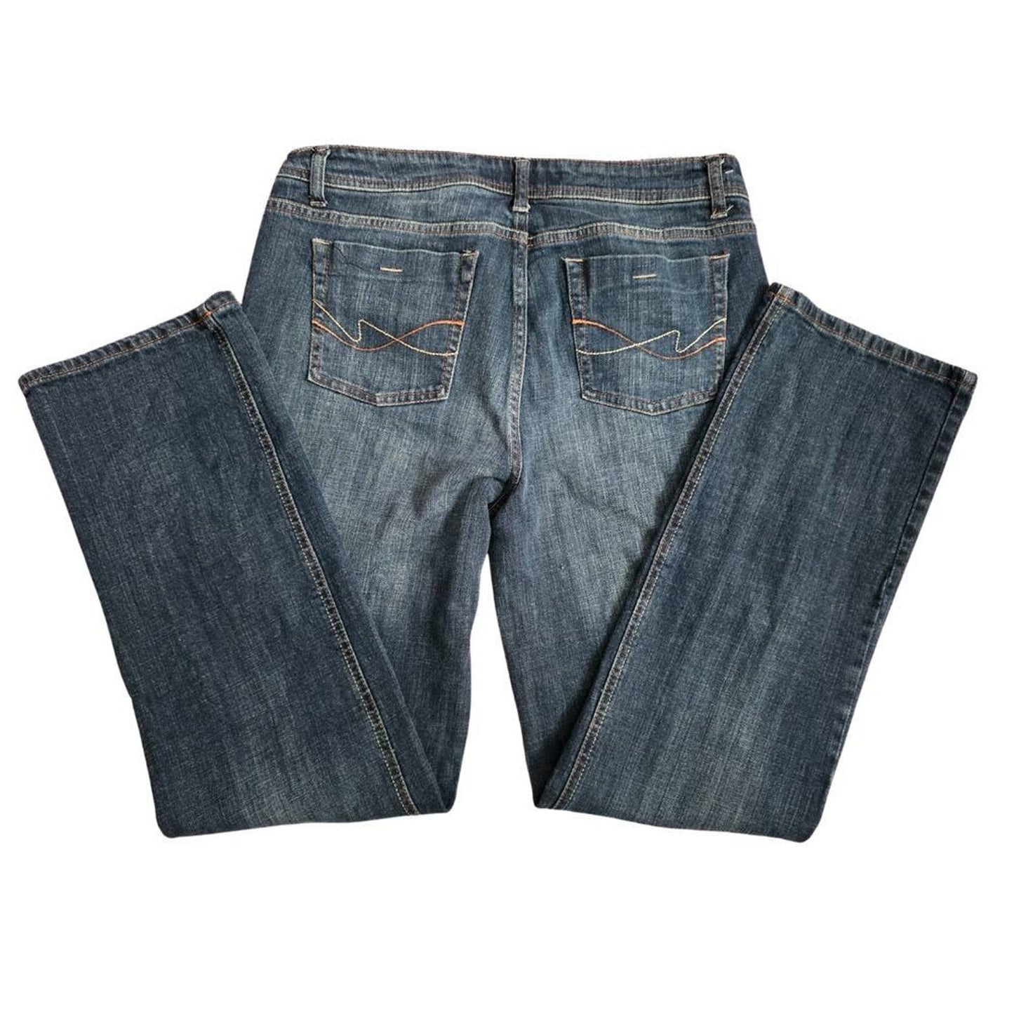 Faded Glory Dark Blue Straight Stretch Eased Jeans Denim Bottom Size 10 Average