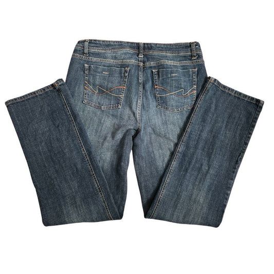 Faded Glory Dark Blue Straight Stretch Eased Jeans Denim Bottom Size 10 Average