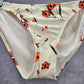 Xhilaration Cream Floral Polka Dot Tie Bikini Cheeky Bottom Swimwear Medium