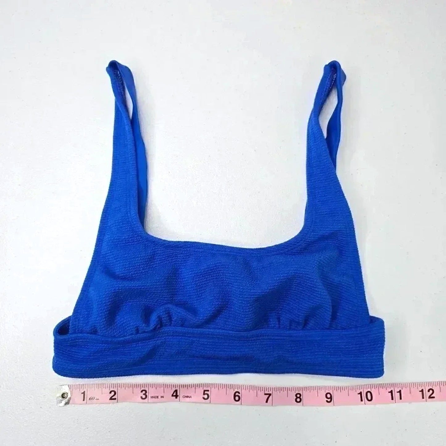 Berlook Blue Textured Bikini Top Active Swimwear Barbiecore 90s Swimsuit Y2K XS