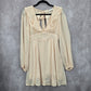 Lush Cream Long Sleeve Flare Ruffle Cutout Tie Cottage Fairy Dress Small