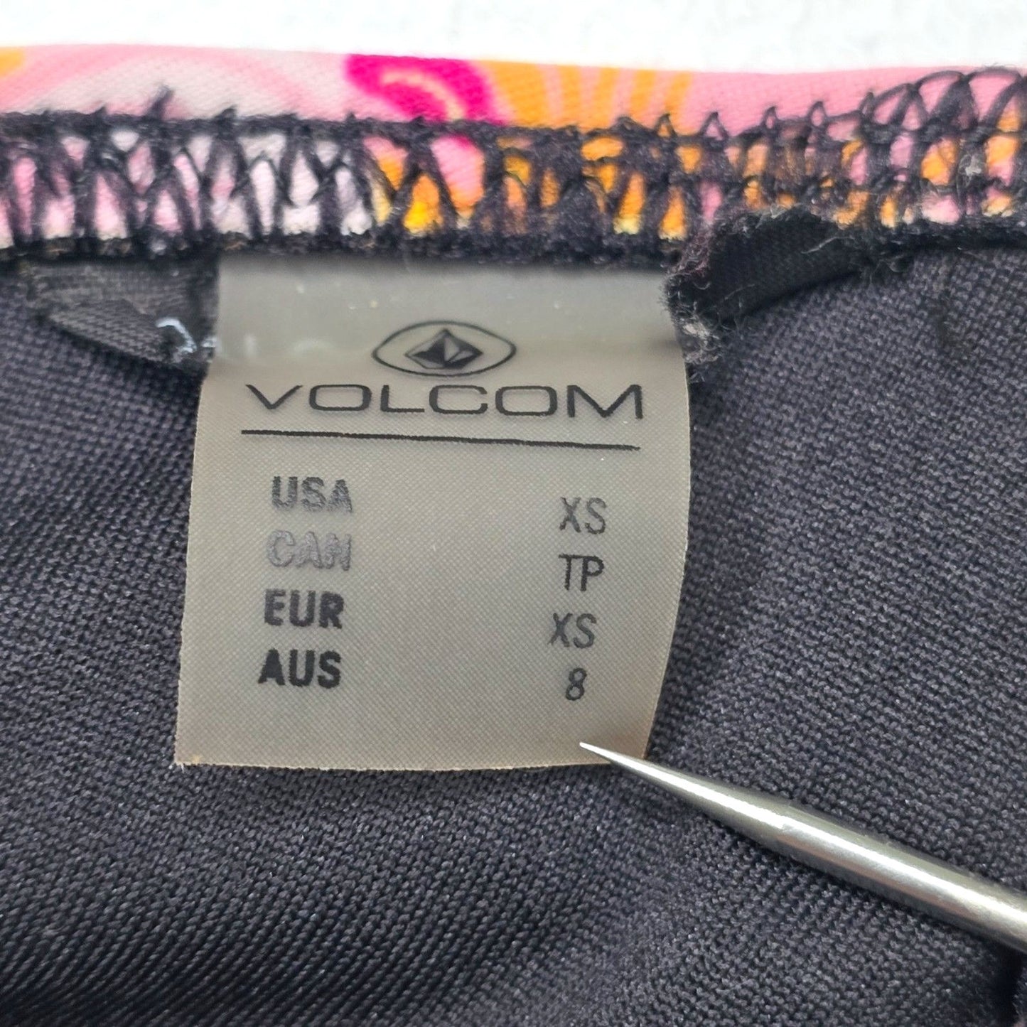 Volcom Black Orange Bikini Top Tie Halter Swimsuit Floral Bra Swimwear Y2K XS