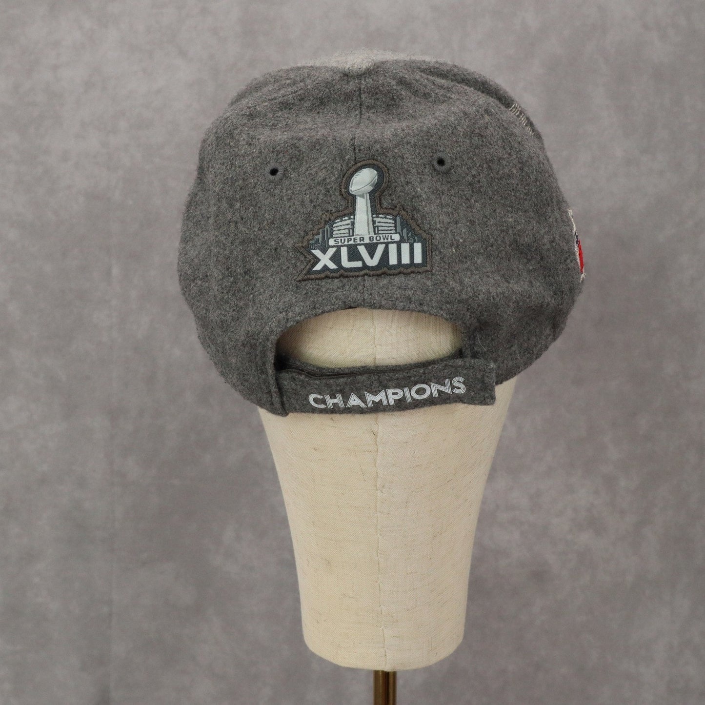 New Era Gray Superbowl Championship 9Forty Cloth Strap XLVIII Baseball Cap Hat