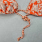 Endless Sun Orange Floral Triangle Tie Beach Bikini Bralette Swim Top S Small