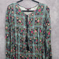 Rock & Roll Cowgirl Long Sleeve Black Floral Knee Length Western Dress Medium