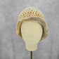 Cream Gray Crochet Knit Bucket Cap Hat Fun VTG Y2K Funky Beanie