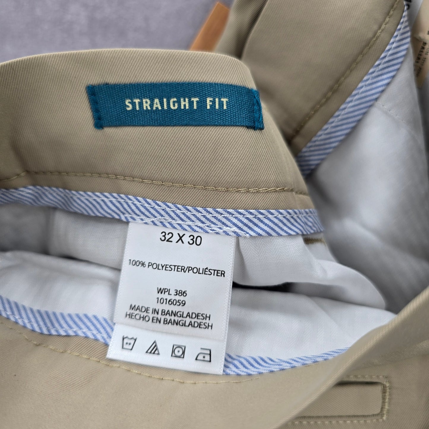 Haggar Tan Performance Microfiber Slacks Dress Pants Plain Straight Fit 32Wx30L