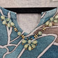 Alfred Dunner Blue Floral Short Sleeve Cotton Beaded Shirt Top Petite Medium