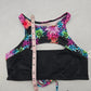 Neontide Black Floral Sports Bra Cutout Active Bikini Bralette Swim Top S Small