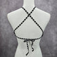 Xhilaration Black White Stripe Padded Crisscross Bikini Top Swimwear Medium