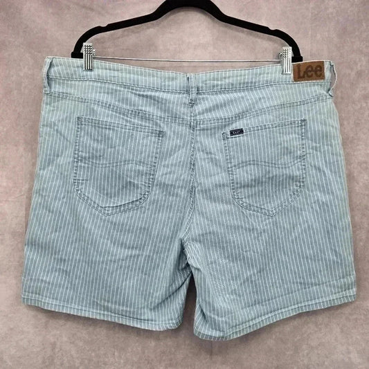 Lee Mid Rise Blue White Stripes Boho Western Cottage Short Size 2X 22M