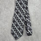 Beau Brummel Black Silver Gray Floral Stripe Silk Executive Neck Tie Men's