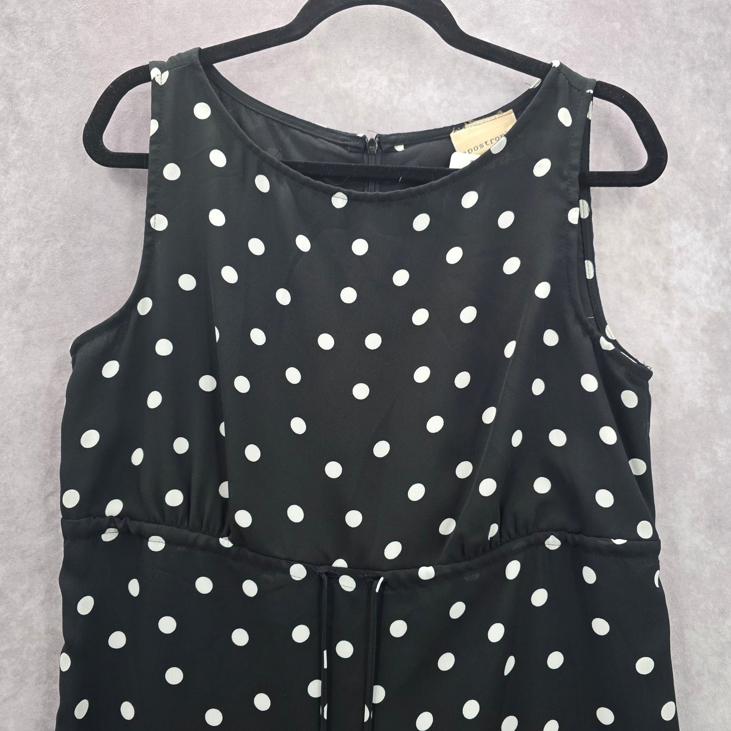 Apostrophe Black White Polka Dot Sleeveless Knee Length Retro Boho Dress 12
