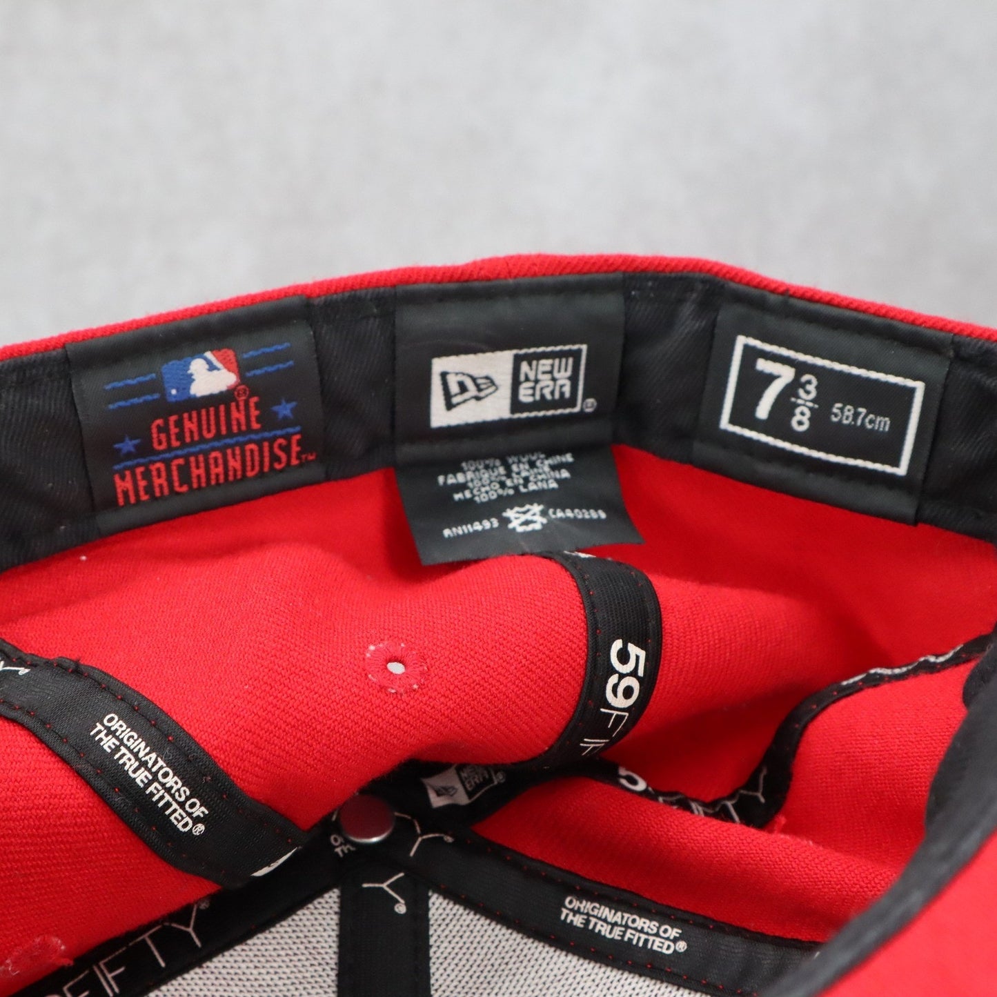 New Era Boson Red Sox Red Flat Bill Fitted Wool 7 3/8 Athletic Baseball Cap Hat