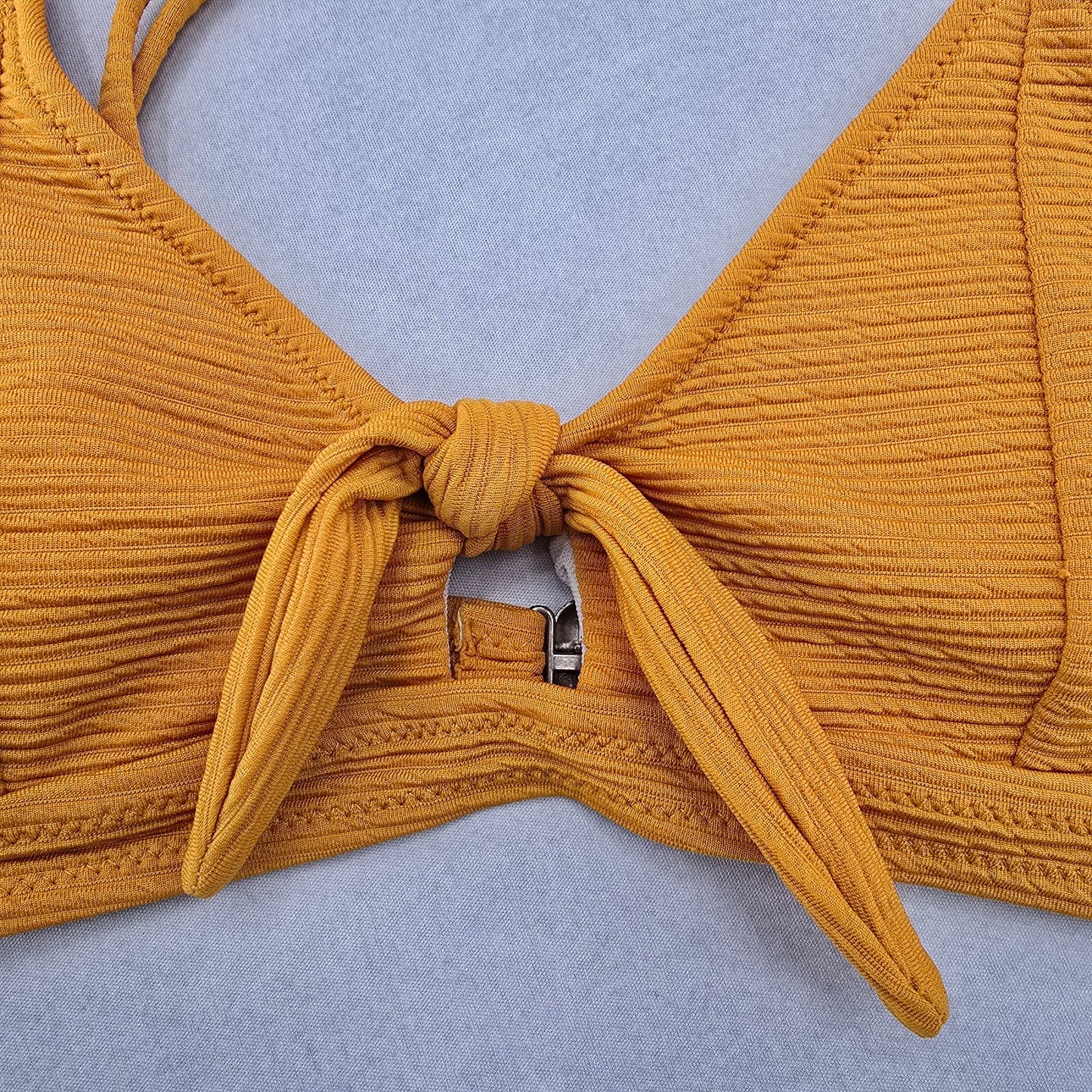 Yellow Tie Beach Sports Bra Bikini Bralette Swim Top S Small