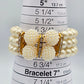 White Bead Pearl Gold Stretch Boho Costume Elastic Bracelet Fashion Jewelry