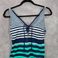Liz Claiborne Blue Green White Stripe Padded Swimwear Tankini Top S Small