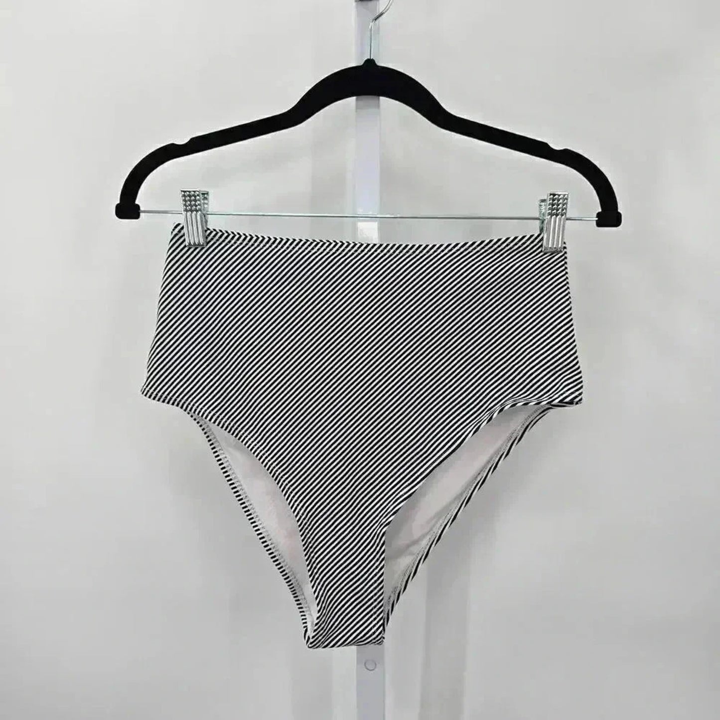 Cupshe Black White Stripe High Rise Bikini Bottoms Swimwear Swimsuit Size Medium