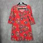New Directions Intimates Coral Knee Length Floral Sleepwear Dress Small