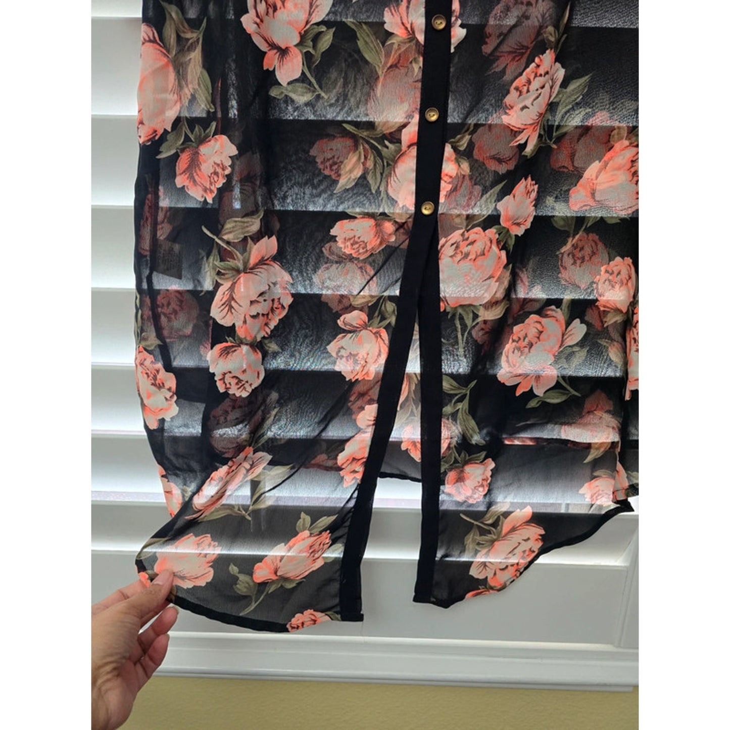 Live 4 Truth Black Floral Sheer Mermaid Tail Plus Size Top 1X