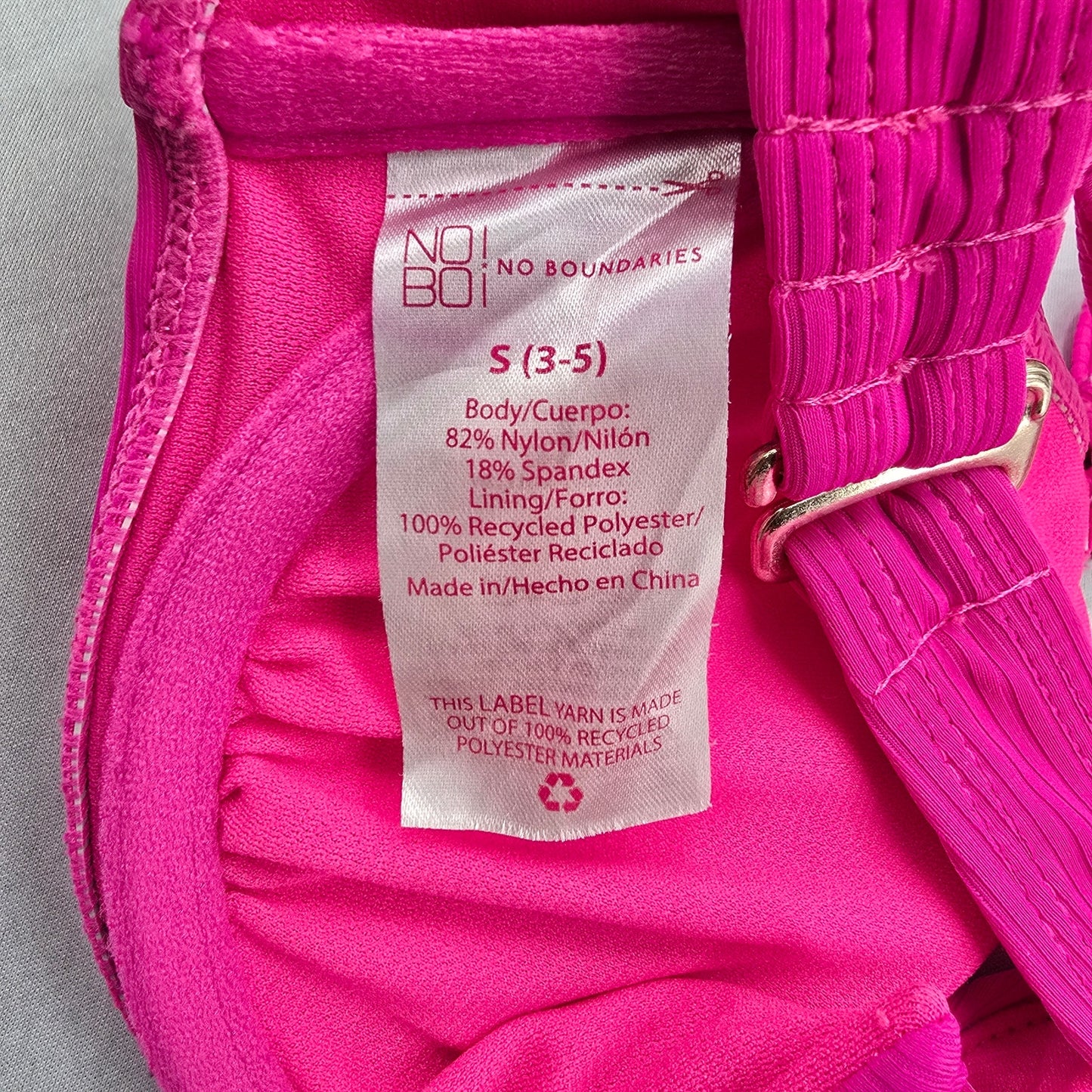No Boundaries Pink Stripe Padded Bra Bikini Bralette Swim Top S Small