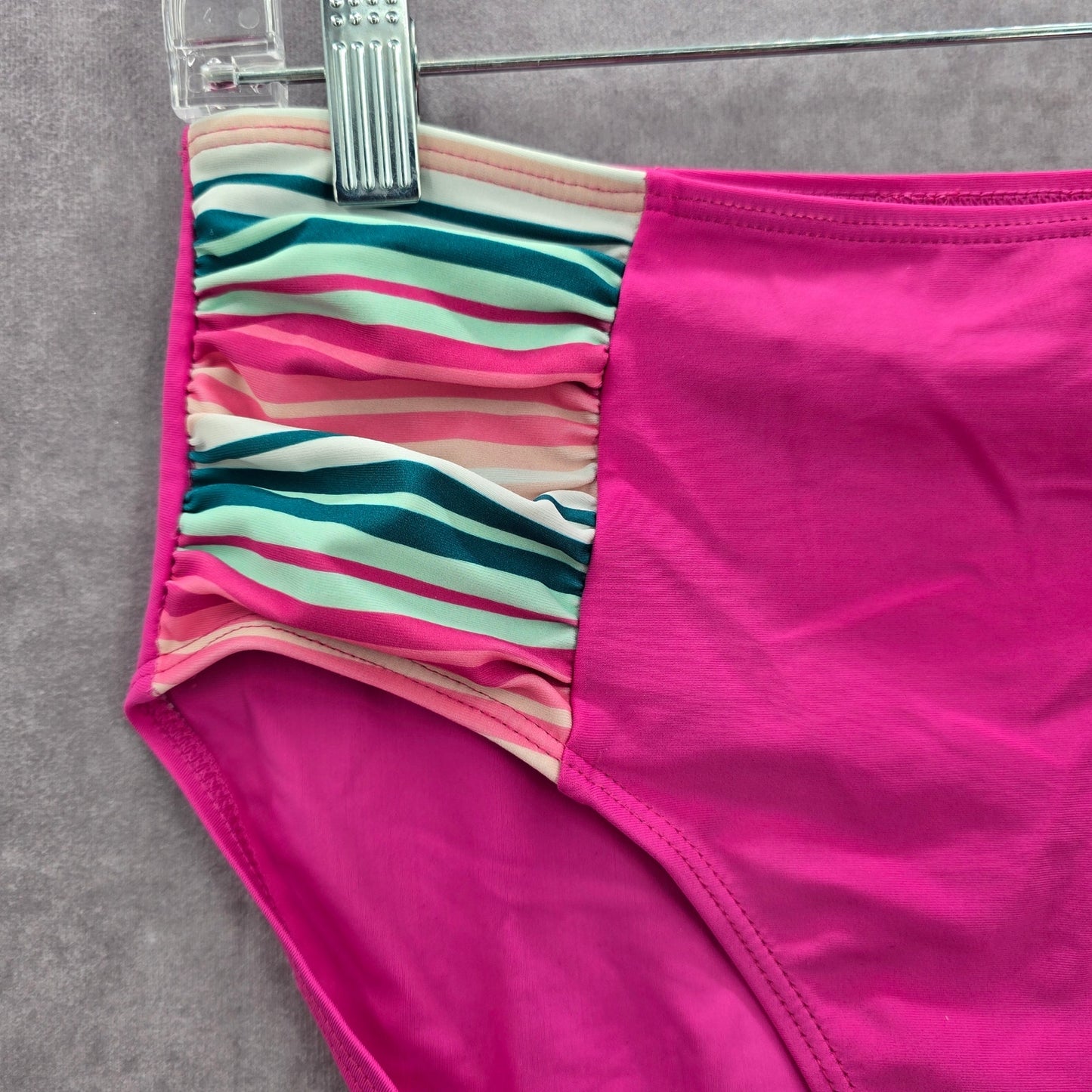 Matilda Jane Pink Stripe Cheeky High Bikini Bottom Swimwear Medium