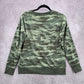 Splendid Green Camo Army Long Sleeve Pullover Crop Sweater Extra Small XS