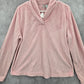 New Directions Pink Fuzzy Sweater Pullover Long Sleeve Cardigan Large