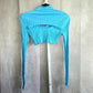 Shein Blue Crop Cutout Long Sleeve Top Small