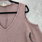 Andree by Unit Purple Long Sleeve Cold Shoulder Collar Sweater Cardigan Medium