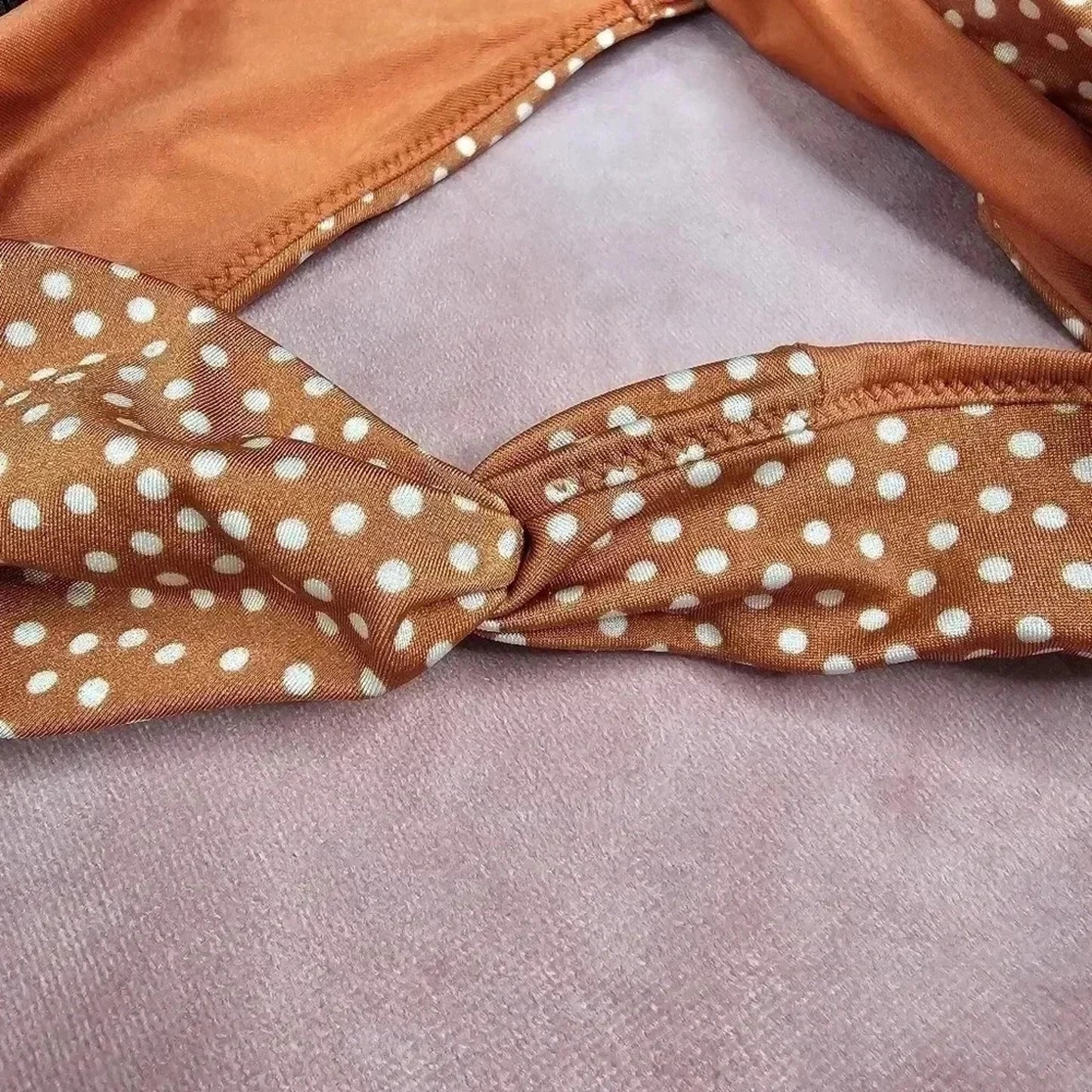 H&M Orange White Polka Dot Bikini Bottom Swimwear Size Large 12
