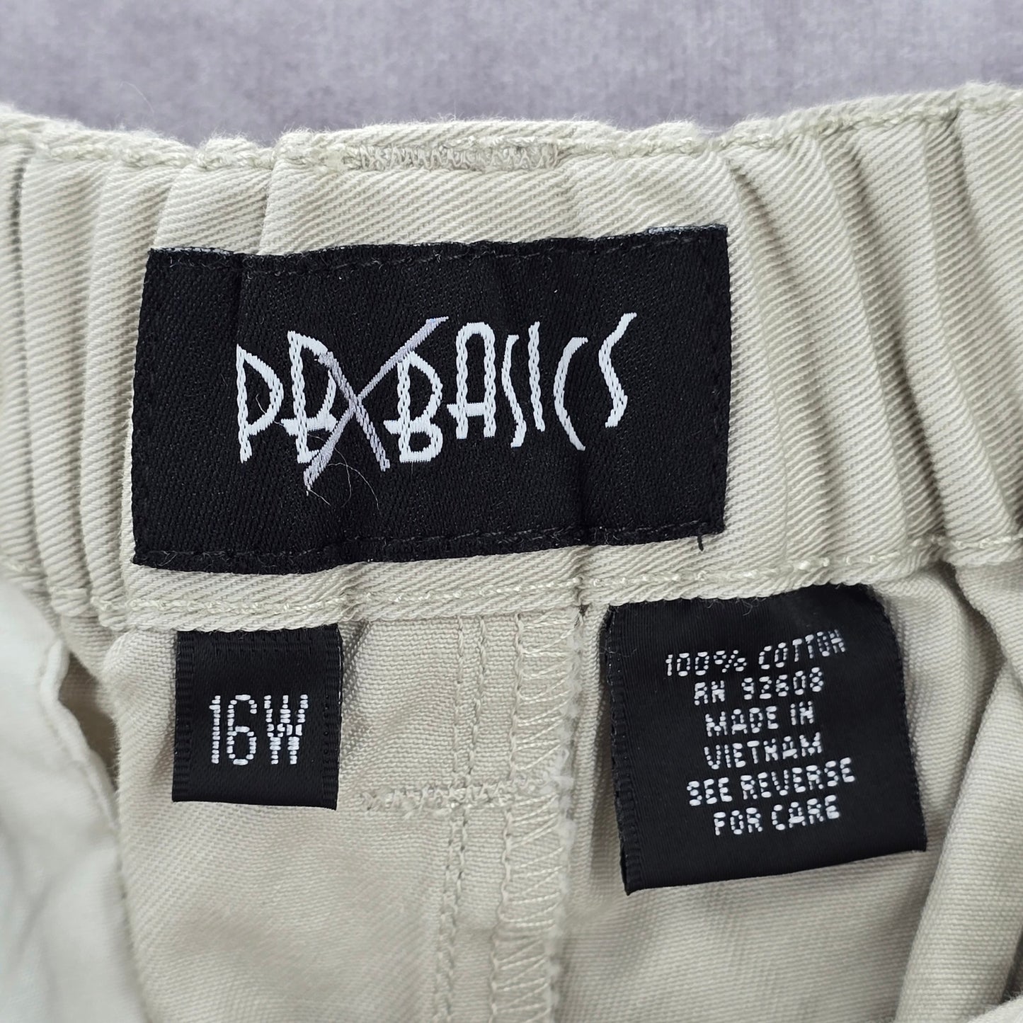 PBX Basics Khaki Tan Pullon Cargo Bermuda Pants Shorts Plus 16W