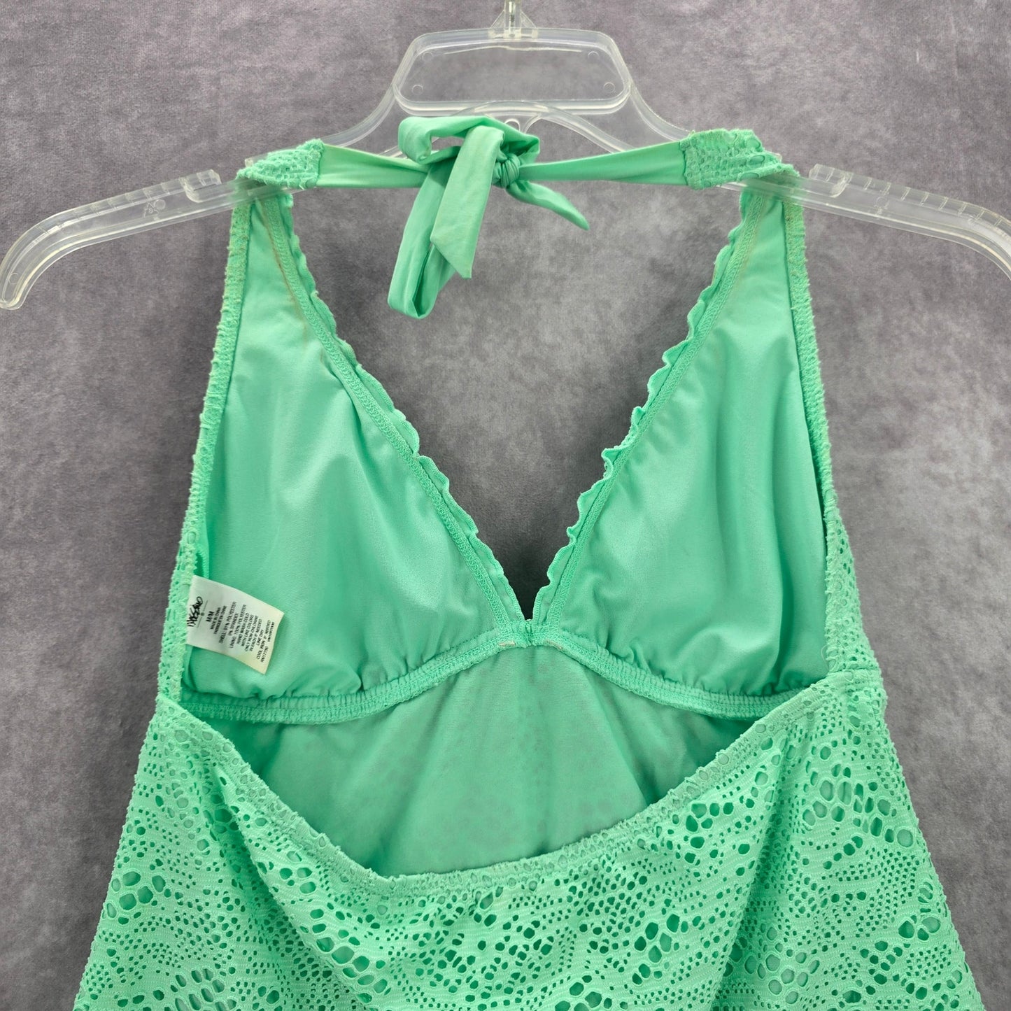 Mossimo Green Eyelet Halter Padded Swimwear Swimsuit Tankini Tank Top Medium M