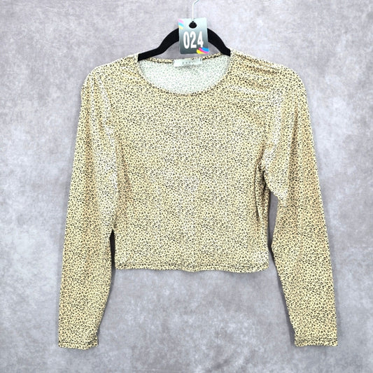 Gaze Cream Nude Black Animal Print Cropped Top Small