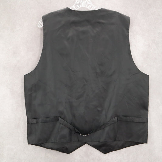 Umo Lorenzo Black 4 Button Stripe Welt Point Waistcoat Tuxedo Suit Vest L 46R